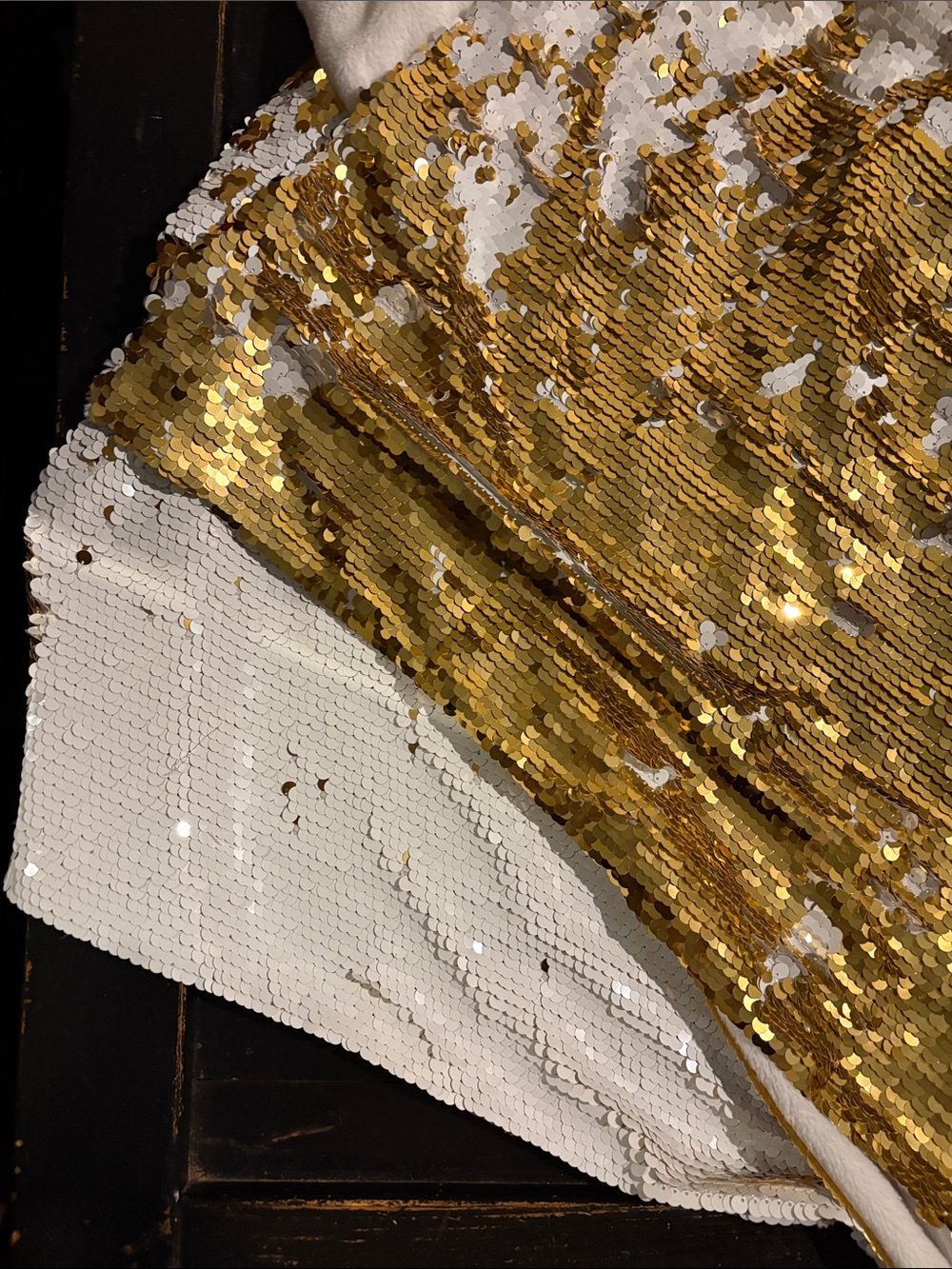 Gold and White Sequin Throw blanket -Decorative Home Accent